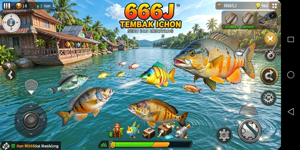 Screenshot gameplay 666J menampilkan aksi tembak ikan yang mendebarkan.