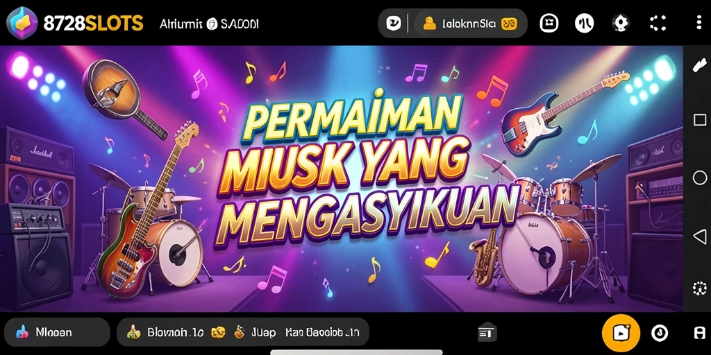 Screenshot gameplay 8728SLOTS dengan tema musik yang beragam dan menarik.