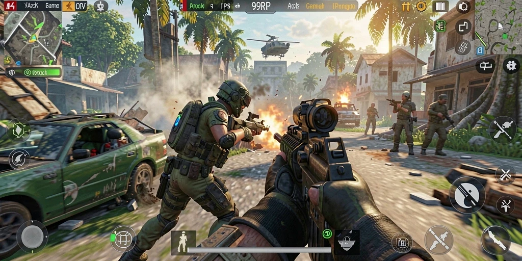 Screenshot menampilkan aksi seru dalam gameplay TPS 99RP.