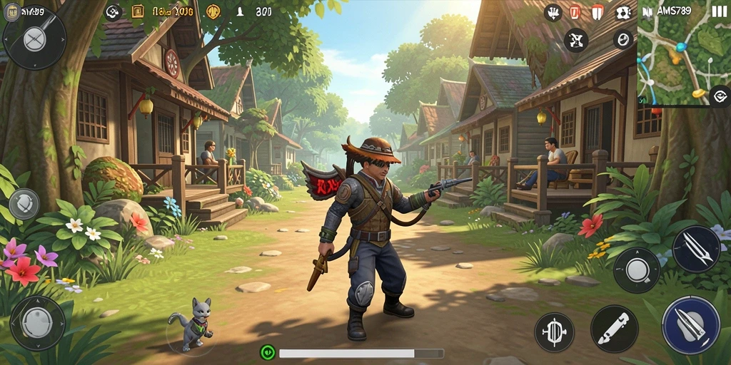 Tampilan gameplay AMS789 dengan karakter yang sedang berinteraksi di dunia simulasi.