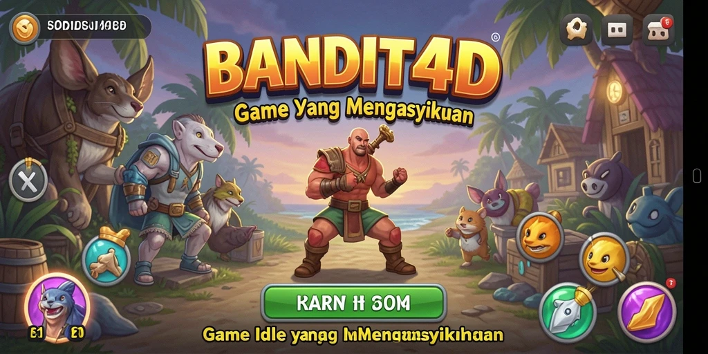 Tampilan gameplay BANDIT4D yang menampilkan aktivitas mengumpulkan harta dalam mode Idle.