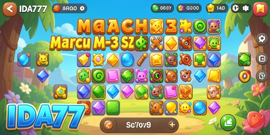 Gameplay seru IDA777 dalam mencocokkan permata.