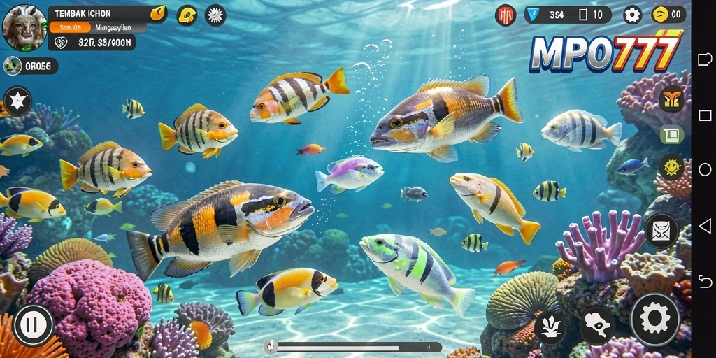 Tampilan gameplay menarik dari MPO777 dengan serunya berburu ikan.