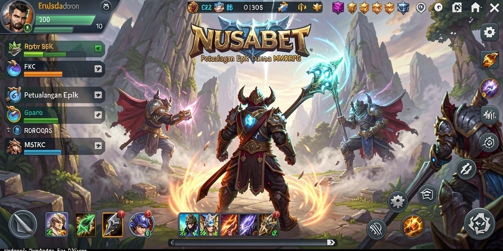 Screenshot gameplay NUSABET dengan pertarungan epik gamer.