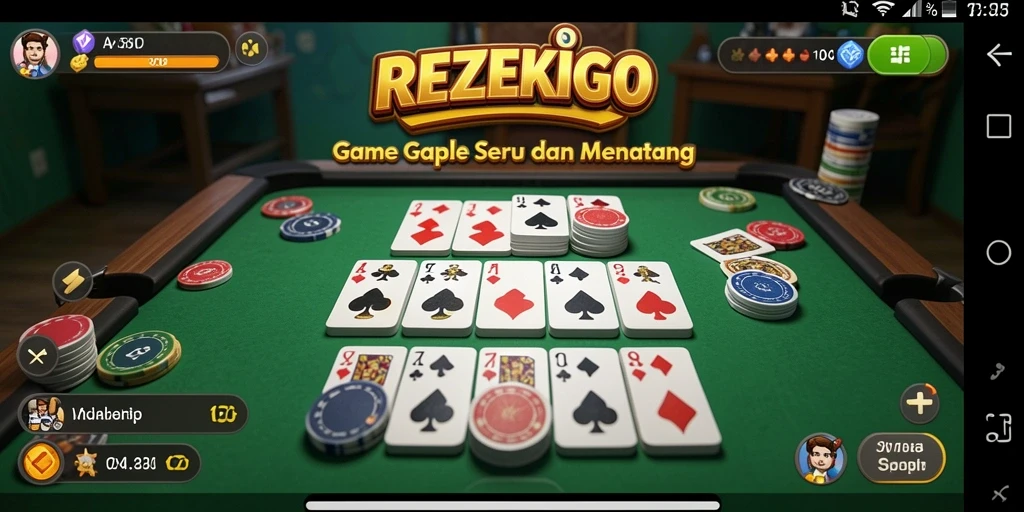 Tampilan gameplay seru dari REZEKIGO, game Gaple yang menantang.