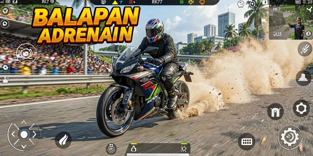 Tampilan menegangkan dari balapan motor di RK77.
