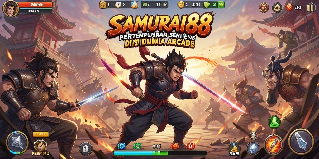 Screenshot gameplay menunjukkan aksi seru samurai dalam pertempuran.