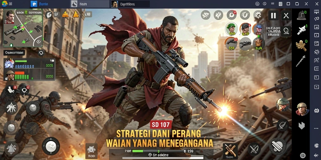 Screenshot gameplay SD107 menunjukkan aksi strategis yang mendebarkan.