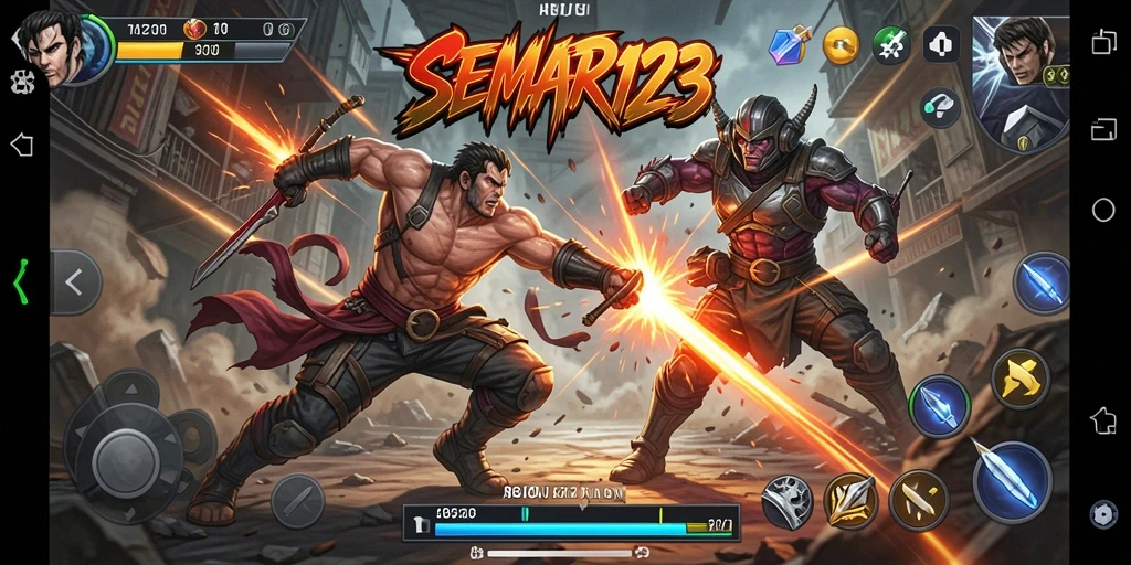 Screenshot menampilkan pertarungan seru dalam game Action SEMAR123.