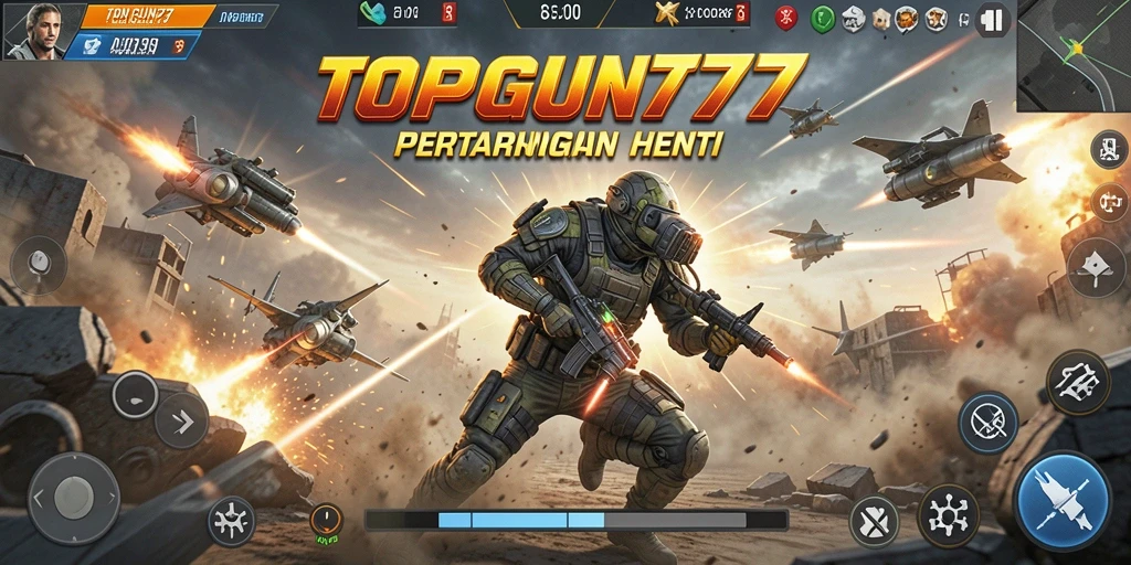 Gameplay seru dari TOPGUN77 dengan pertarungan yang intens.
