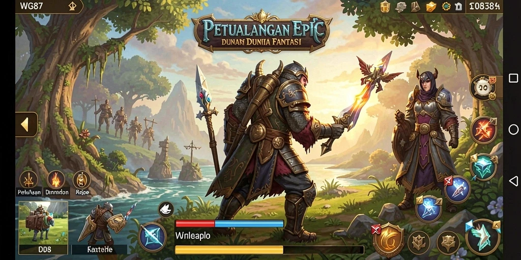 Screenshot gameplay RPG WG87 yang menampilkan aksi pertempuran epik.